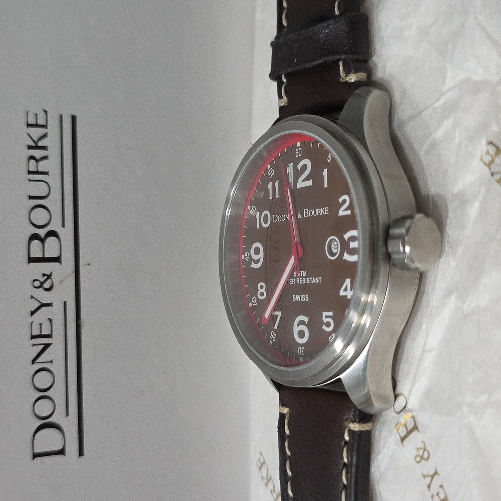 New, Dooney & Bourke Large Faced Mariner Leather Swiss Made Watch, Unisex - Picture 13 of 15